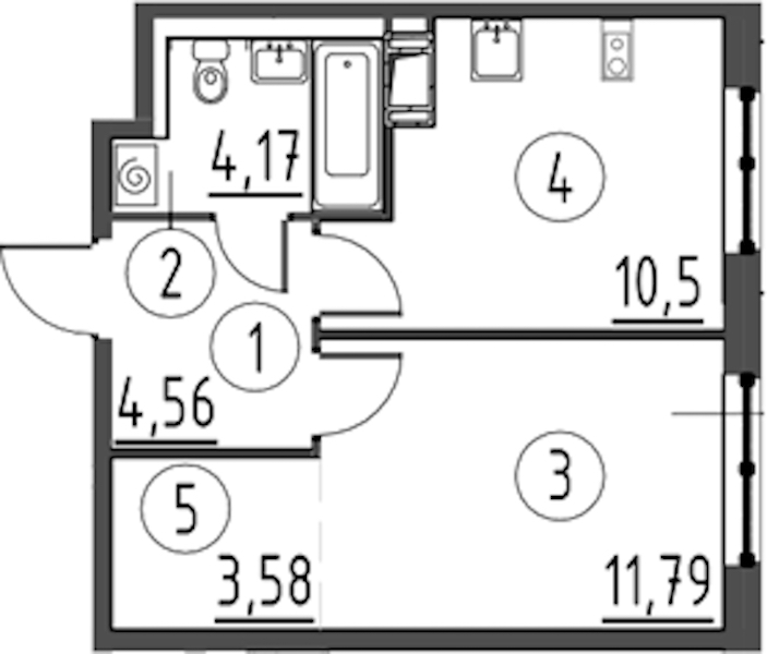 1-комнатная квартира 34.6 м², 10/13 эт., ЖК «Квартал Торики»